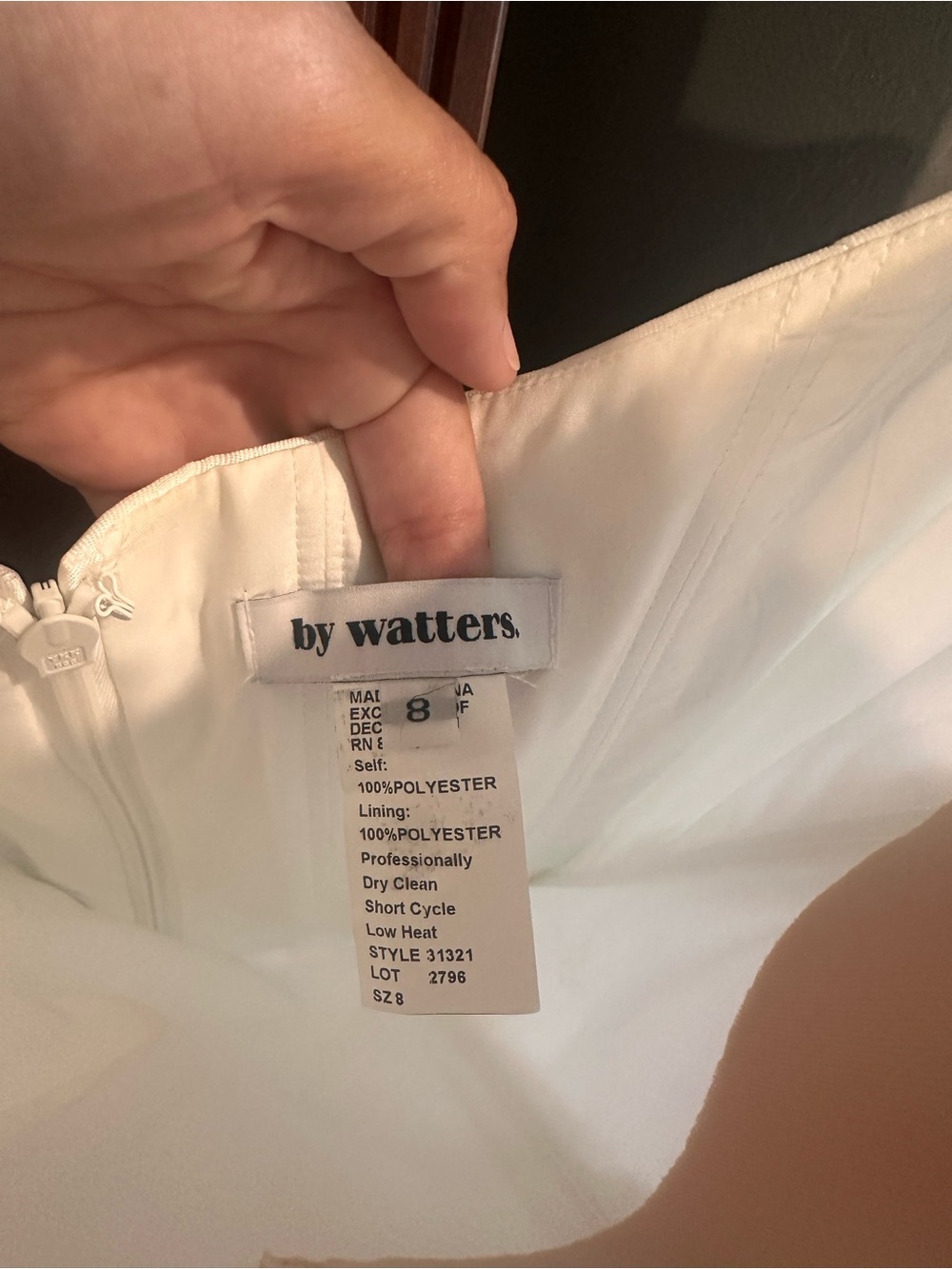 Watters White Strapless Floral-Appliqué Mini Dress-Worn Once - Picture 4 of 6